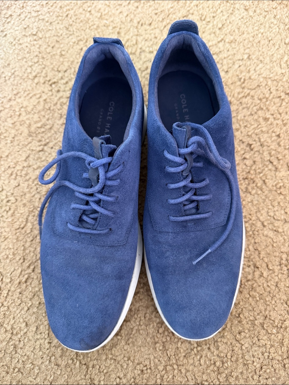 Cole Haan Navy Blue Suede Derby Sneakers
